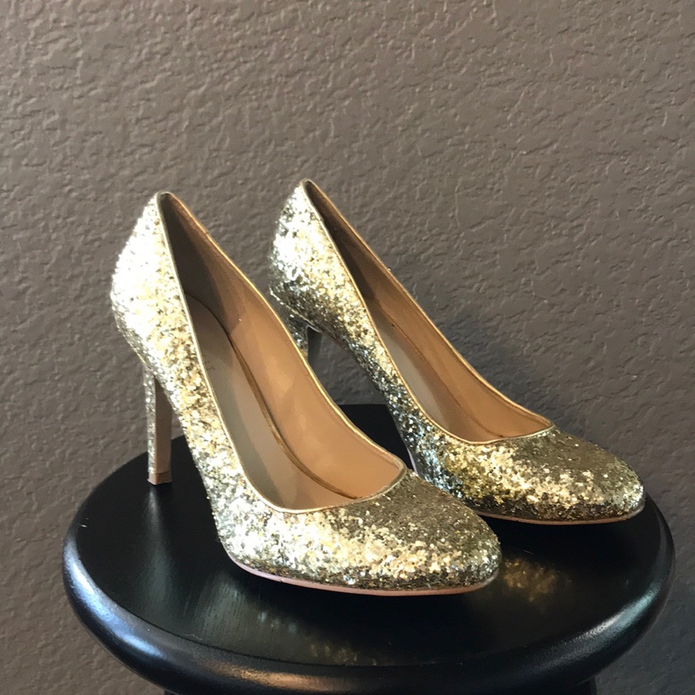 Nine West Gold Glitter Heels